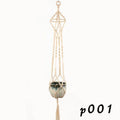 Woven wire plant hanger with cotton rope and jute twine in multiple style configurations
