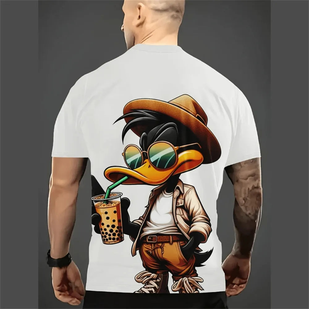 Men's loose-fitting short sleeve shirt with a colourful cartoon 3D print design.