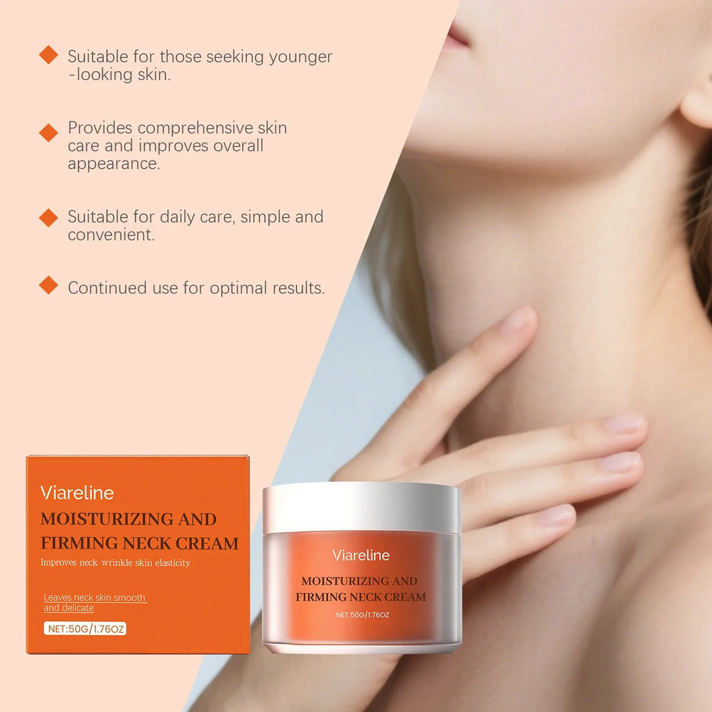 50g neck contour moisturising cream in compact rectangular packaging