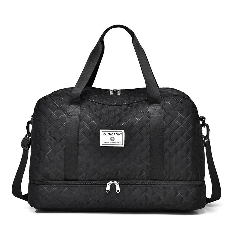 Oxford cloth portable large capacity travel bag in solid colour with 36-55L storage capacity