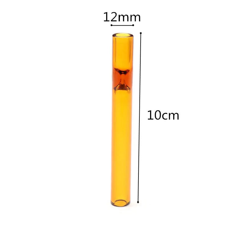 Transparent telescopic glass smoking pipe with colour mixing pink design and straight suction nozzle