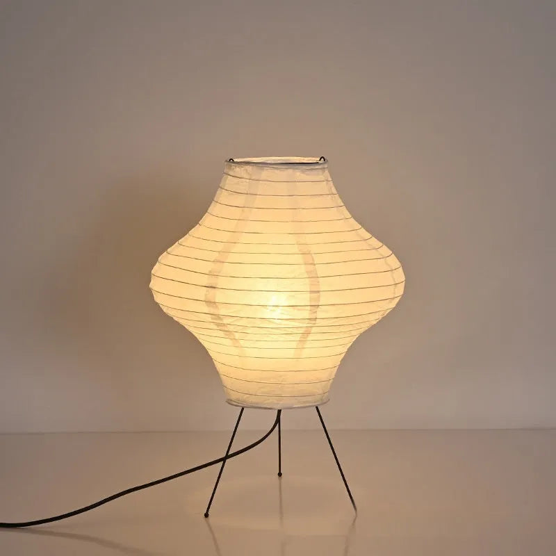 Japanese-style decorative table lamp with tricolour lighting measuring 32cm wide by 45cm tall