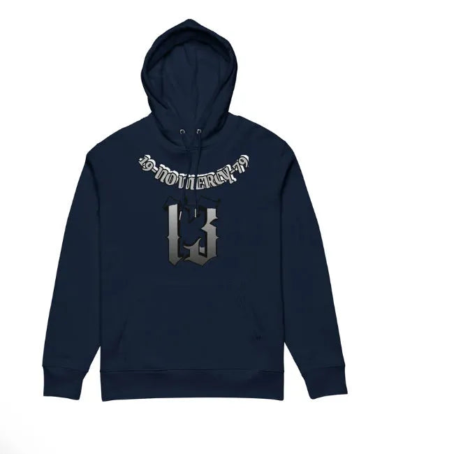 A loose-fit hooded grey sweater with a fleece lining, shown as an example of team uniform leisurewear.
