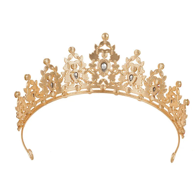 Baroque bridal crown headdress with rhinestone detailing on alloy base in multiple colour variations