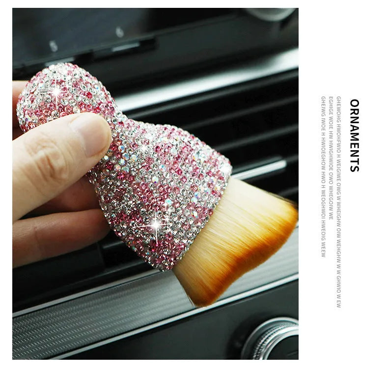 White soft PVC car interior cleaning brush for dusting dashboards and vents