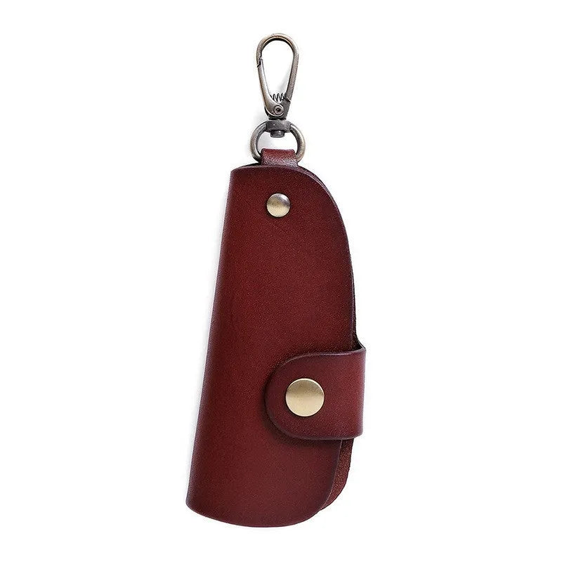 Handmade genuine leather car key case in short length design