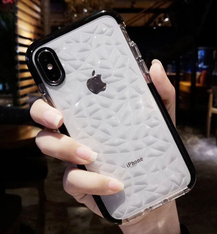TPU iPhone case with striped pattern shown in pink with white edge detailing, compatible with multiple iPhone models