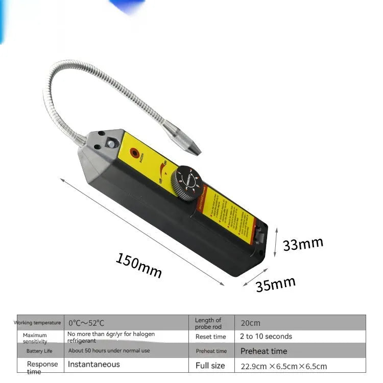 WJL-6000 handheld halogen leak detector with extended 20cm probe for refrigerant systems