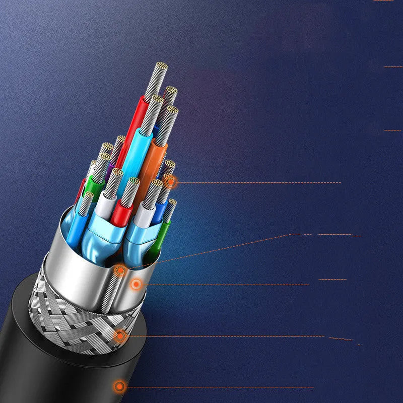 HDMI converter cable for laptop to external display connection, showing round line design and length options