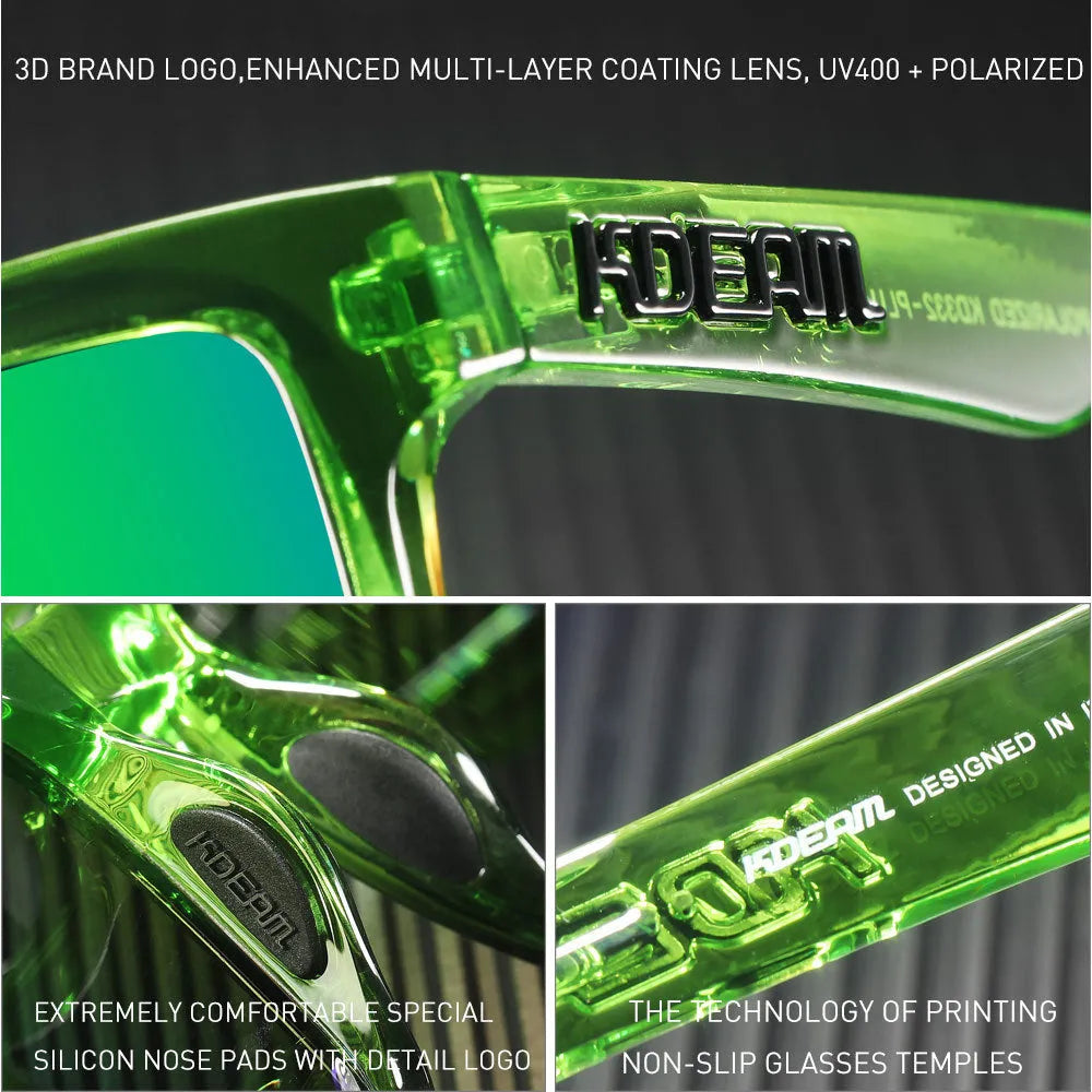 Polarized square sunglasses with TAC lens and PC frame, 12 colour options, unisex outdoor sun protection