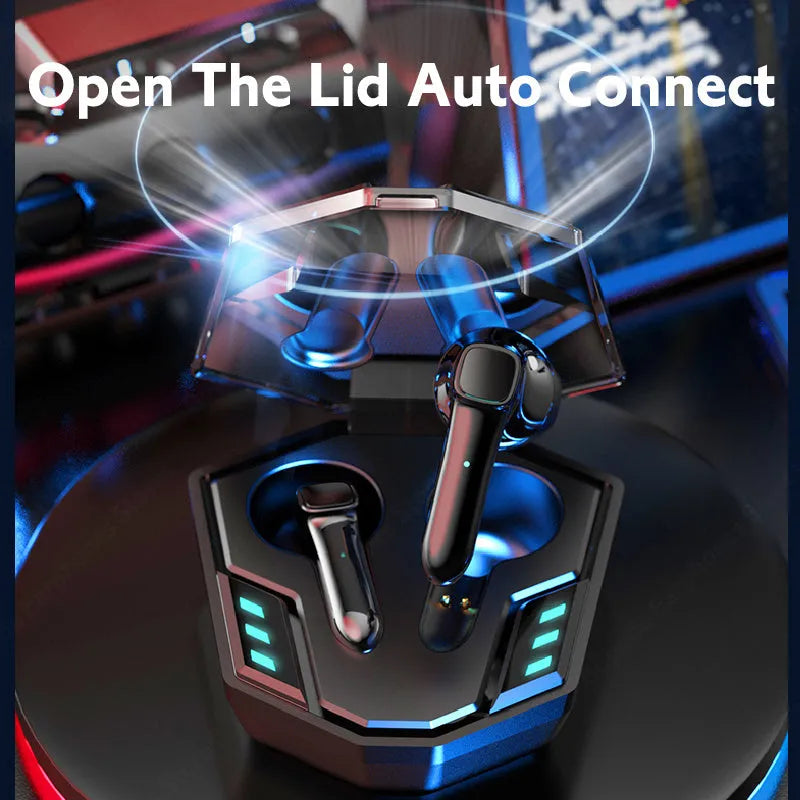 Wireless Bluetooth gaming headset earbuds with low latency and motion detection technology