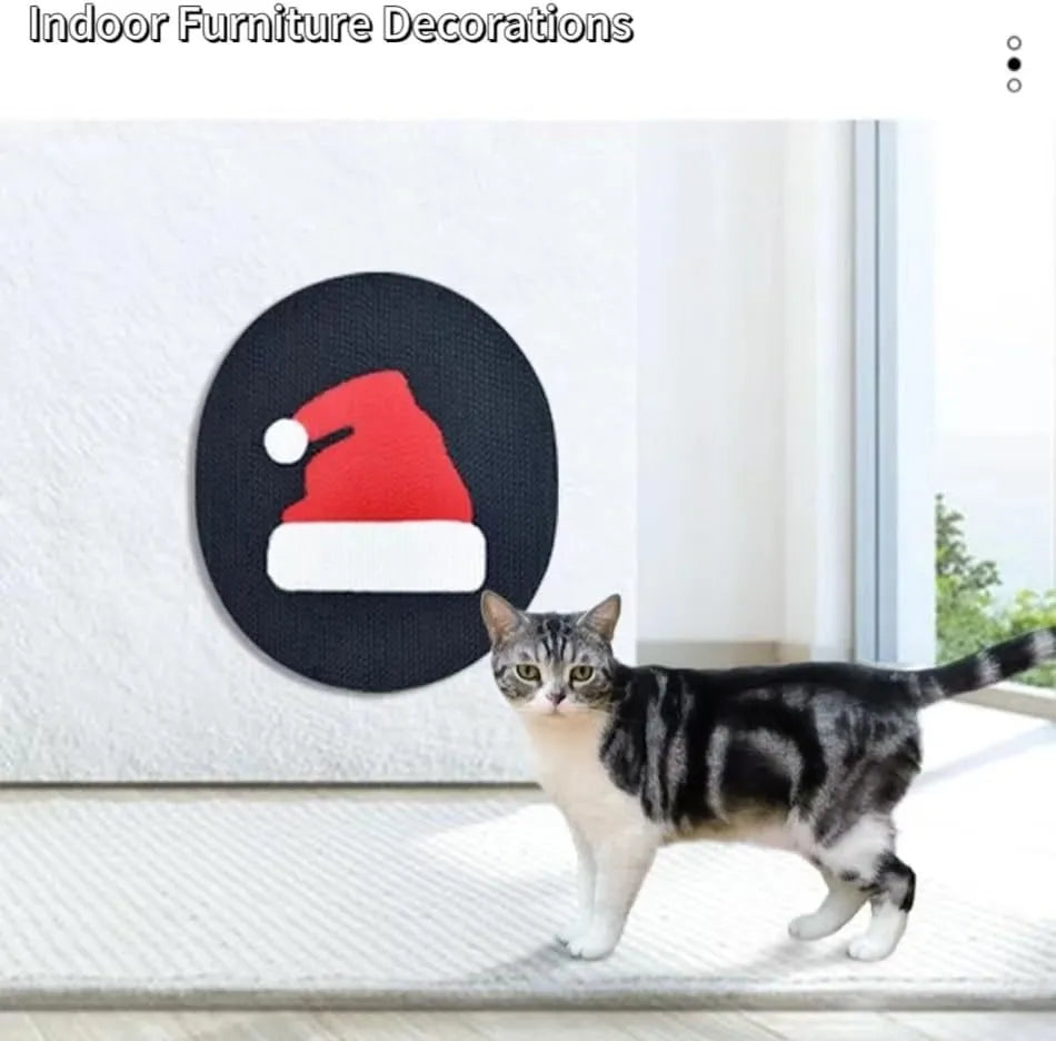 Wall-mounted cat scratching pad with decorative design for indoor cats