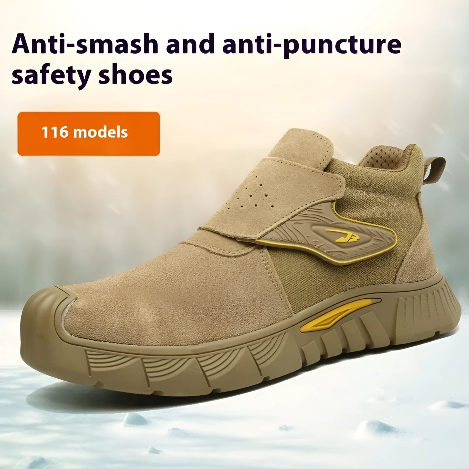 Brown leather anti-smashing labour protection shoes with rubber sole for workplace safety