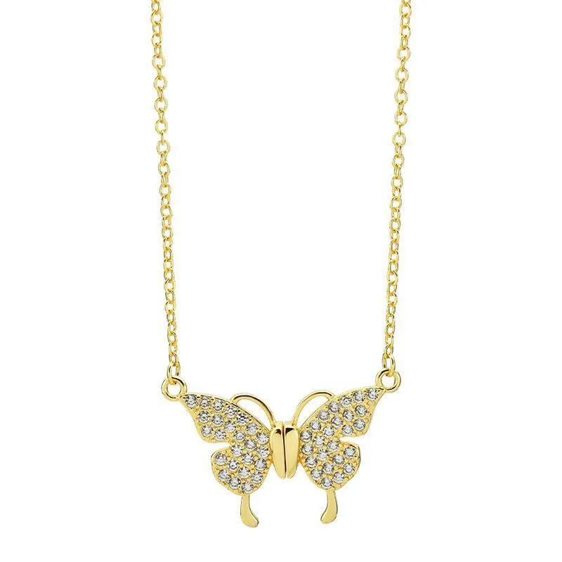 Women's titanium steel clavicle chain with magnetic snap butterfly pendant on twisted chain