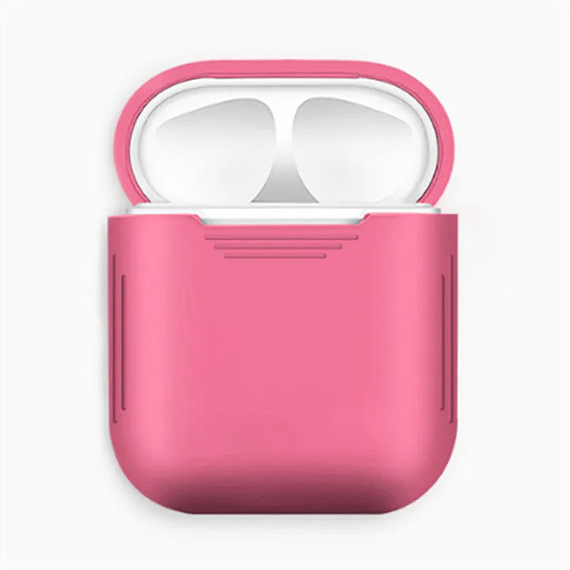 Silicone shockproof case for Apple AirPods with a black TPU antilost cable attached.