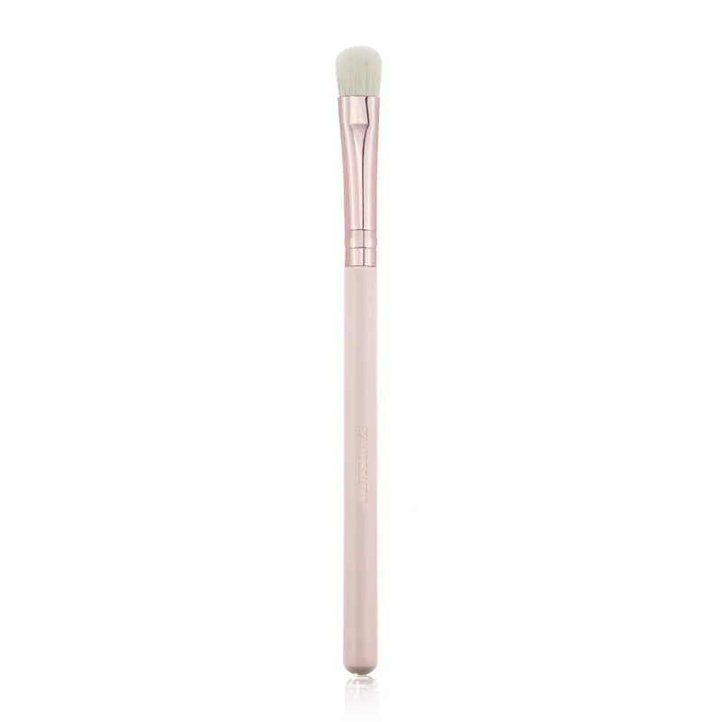 26 piece pink makeup brush set with wooden handles in a PU storage bag