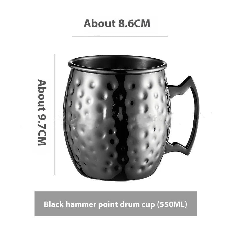 Stainless steel Moscow Mule copper plated cup with glass lining and hammer point texture