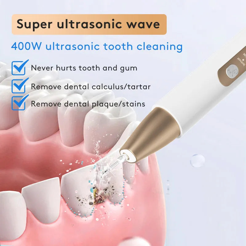 Gold ultrasonic tooth cleaning instrument for tartar removal and stain reduction