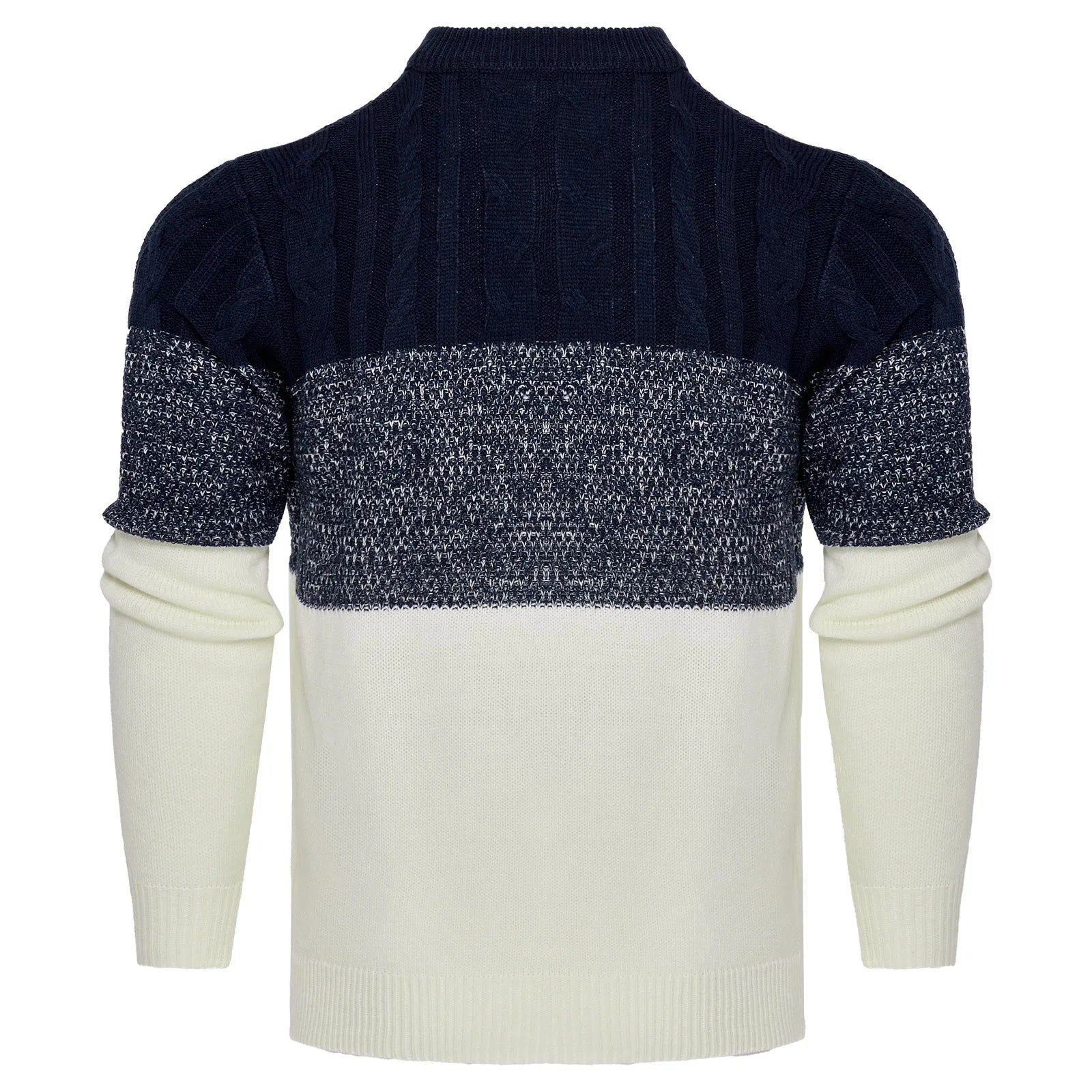 Men's cotton blend knitted pullover sweater in crew neck style with long sleeves