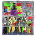 Junior fishing lure suit with PP storage box containing soft plastic baits in 28 to 106 piece size options