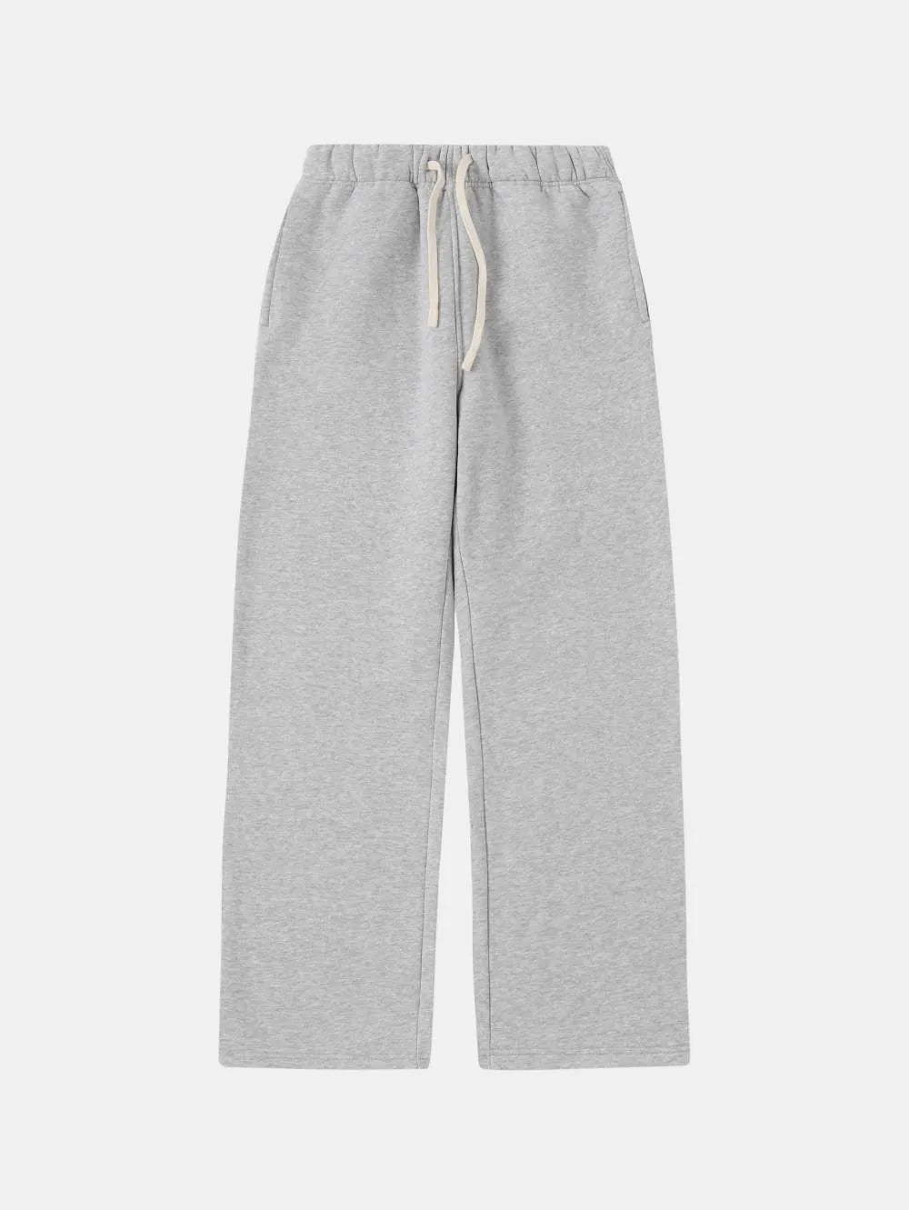 Men's black fleece-lined sweatpants with elastic drawstring waist in loose fit trousers design