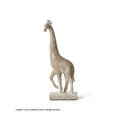 Wood colour giraffe resin ornament on a shelf, showing European style sculptural details.