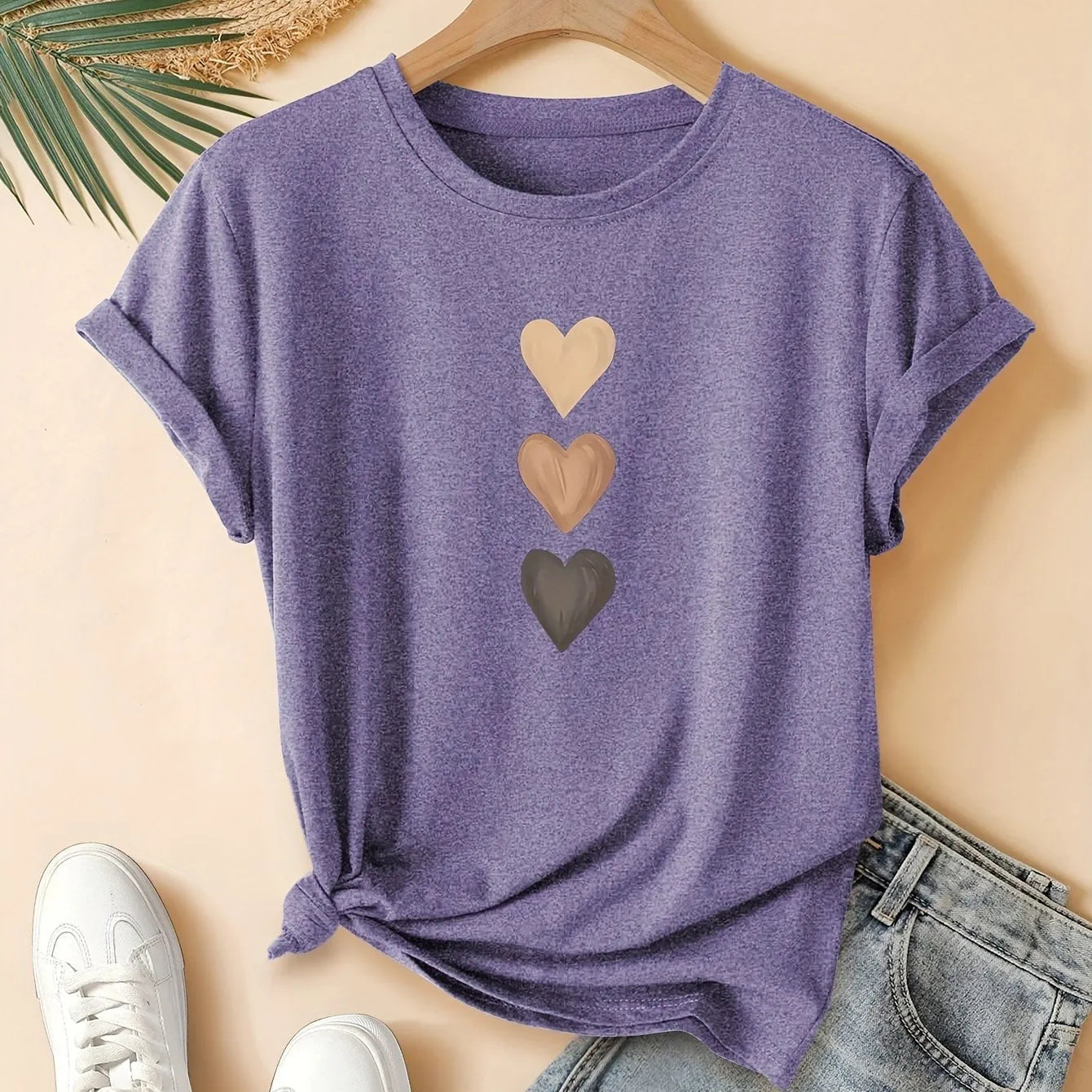Women's pure cotton short sleeve T-shirt with Chinese art retro print in dark grey colour