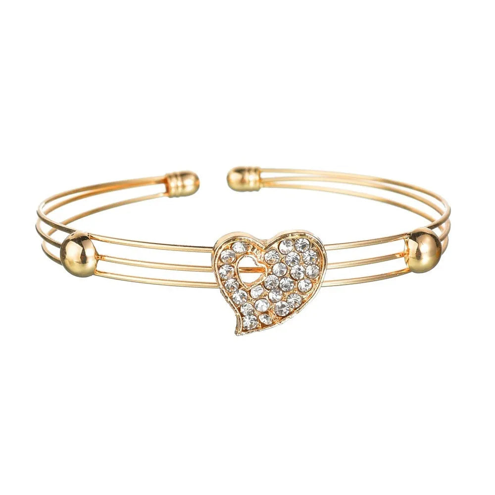 Gold tone alloy love heart necklace and earrings set with adjustable 21-50cm chain