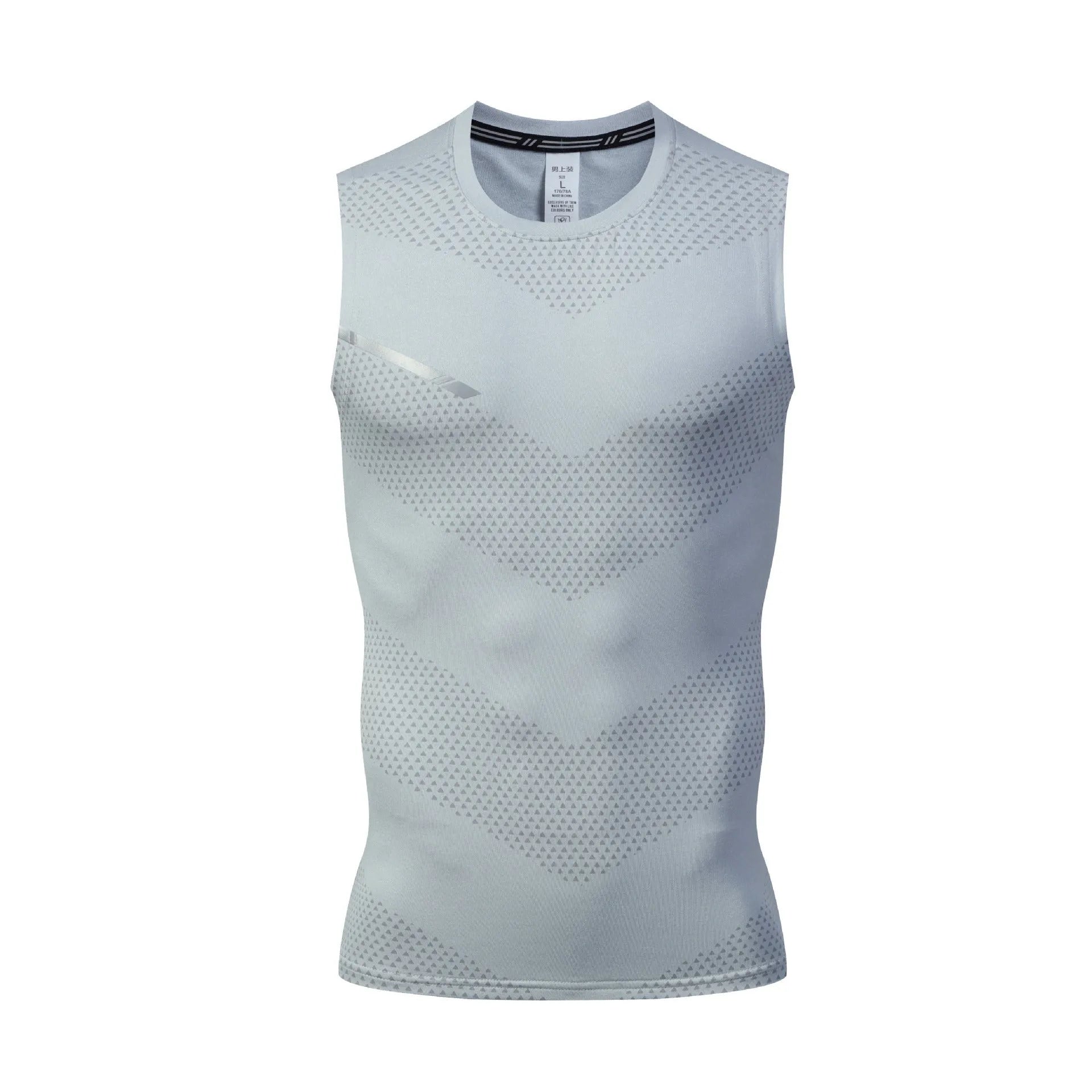 Solid colour quick-dry polyester sports tank top for men and women on a hanger.