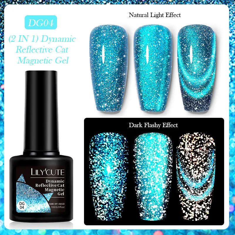 Cat eye series UV nail polish gel bottles with diamond glitter fragments in six colour styles