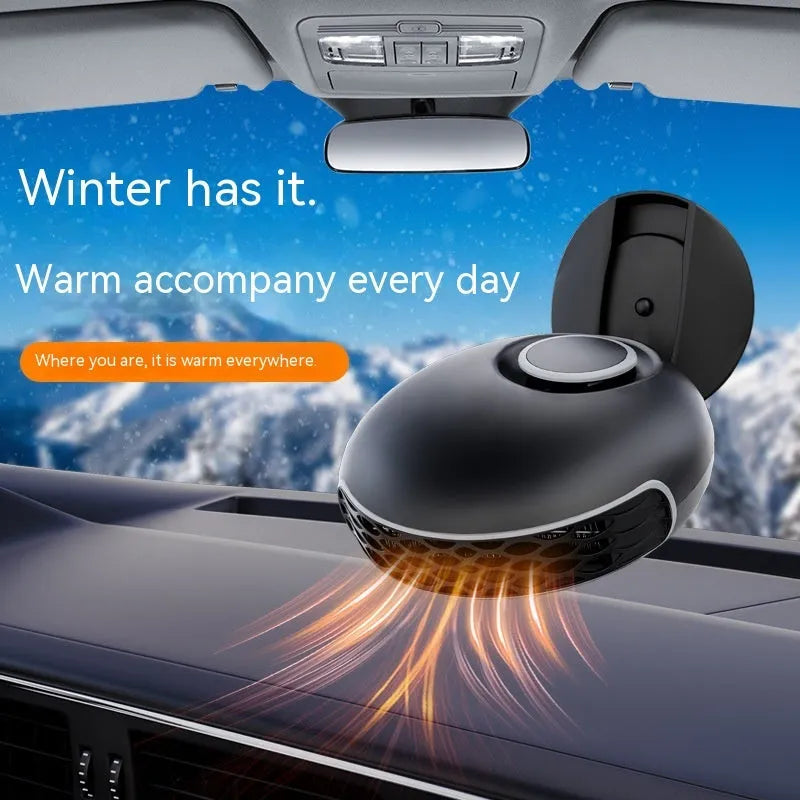 Black car warm air blower heater with power cord for 12V and 24V vehicle defrosting