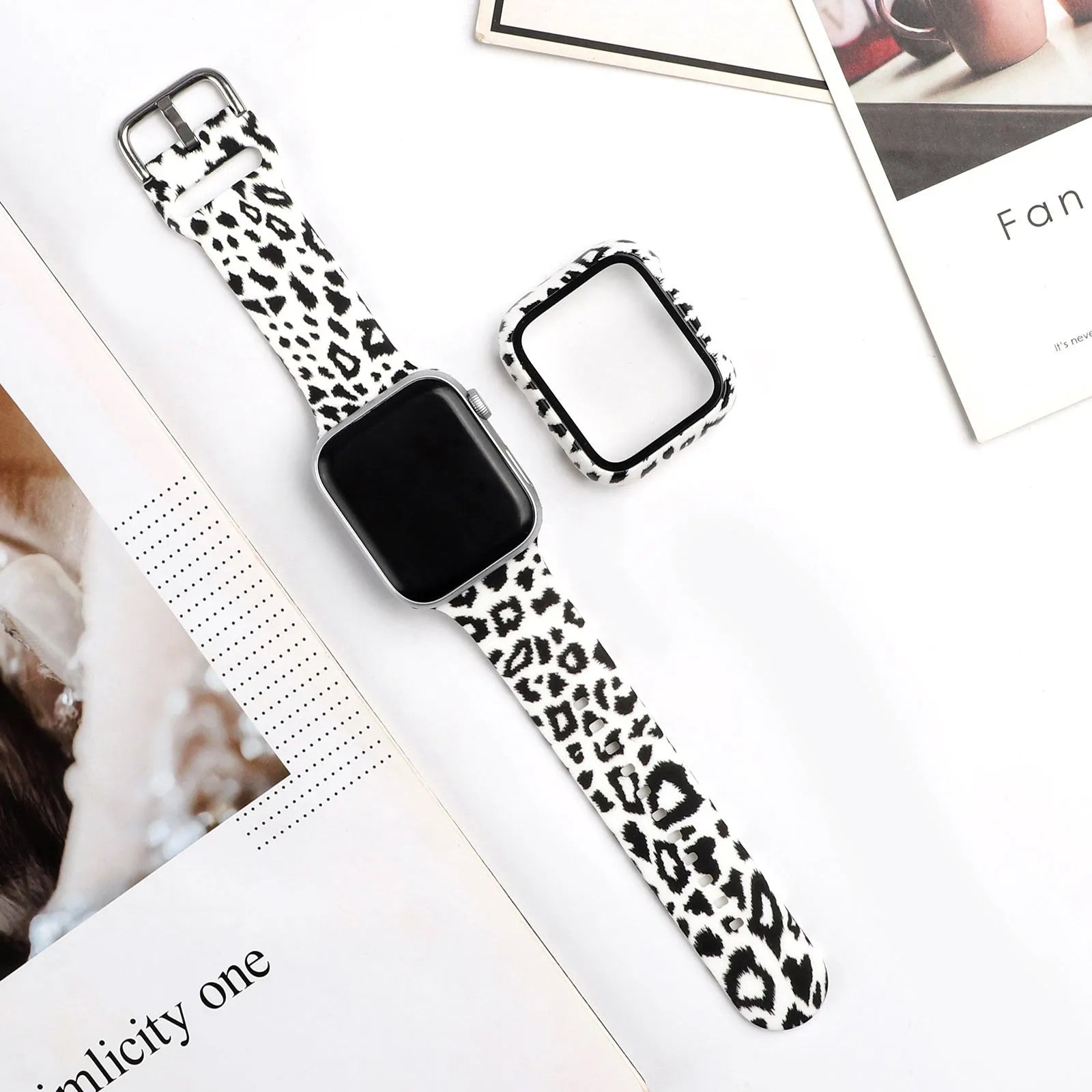Printed silicone replacement watch strap for Apple Watch in multiple sizes and design styles