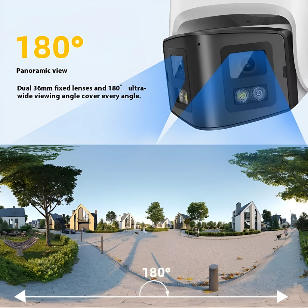 4MP dual-lens panoramic network CCTV camera with IP66 waterproof rating for security