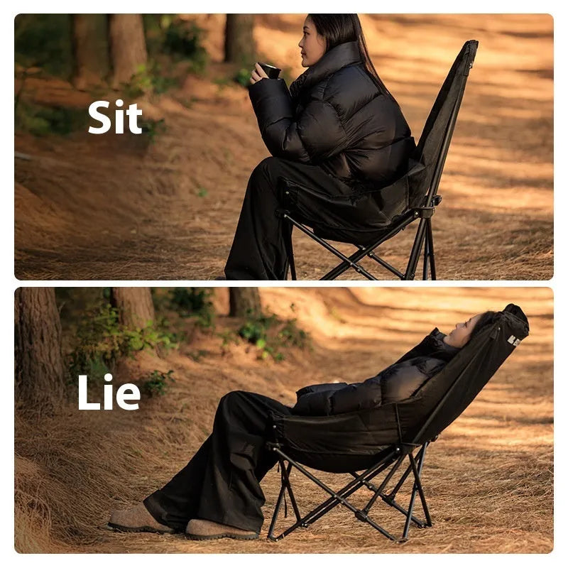 Night black camping recliner chair with Oxford fabric and carrying handles