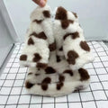 Plush polyester warm coat for small dogs in British style, available in pink or brown colours