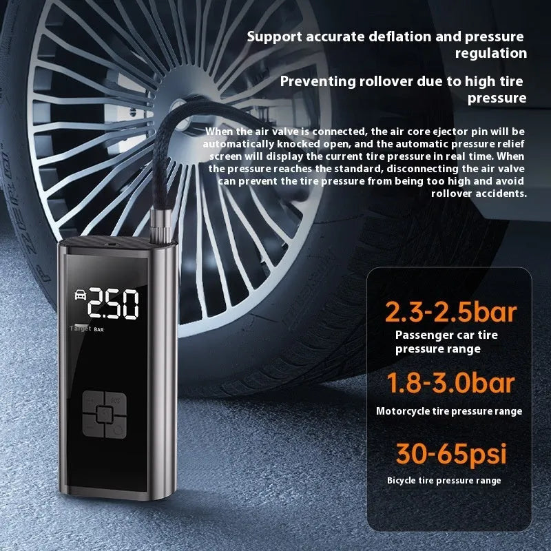 ABS plastic vehicle electric charging cylinder air pump with lighting and USB charging