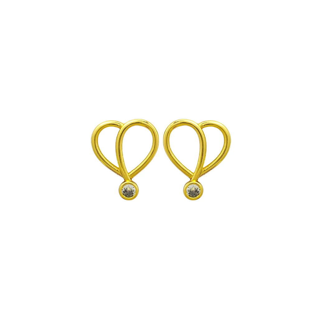 Light luxury copper heart earrings with inlaid zircon for women ear clips pair