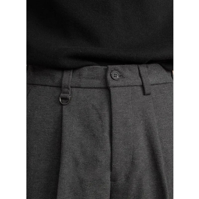 Men's straight leg trousers in draped casual business style available in four colours