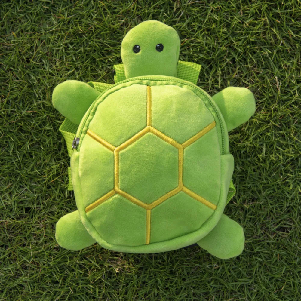 Cartoon turtle shape dog backpack harness vest in velvet with metal zipper closure