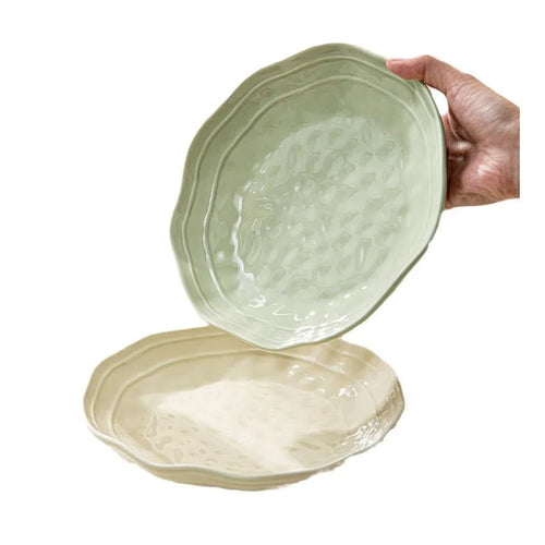 Seven-piece solid colour ceramic tableware set in a gift box, modern simple style.
