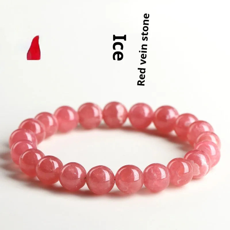 Crystal geometric bracelet with longevity lock detail in natural red stone pattern