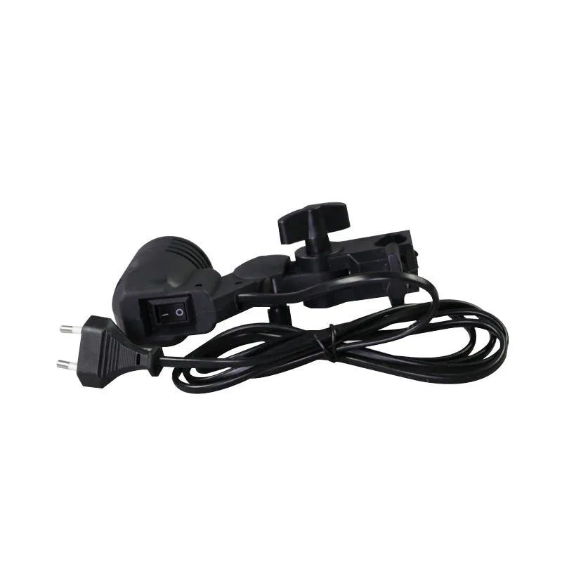 Black universal nylon photography lamp holder with E27 screw fitting and power cords