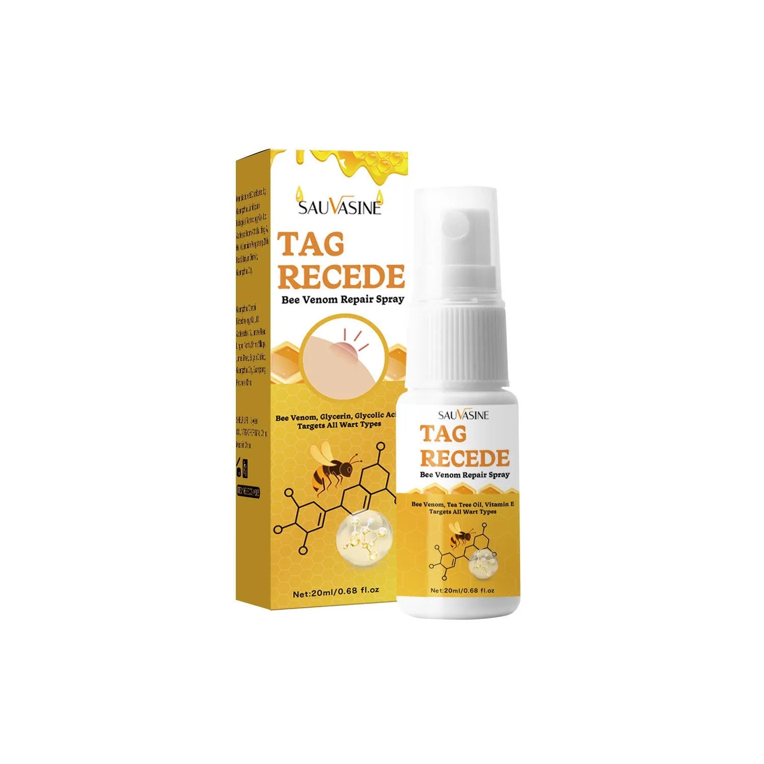 20 ml bottle of Bee Wart Removal Spray Cream for skin moles and bumps treatment