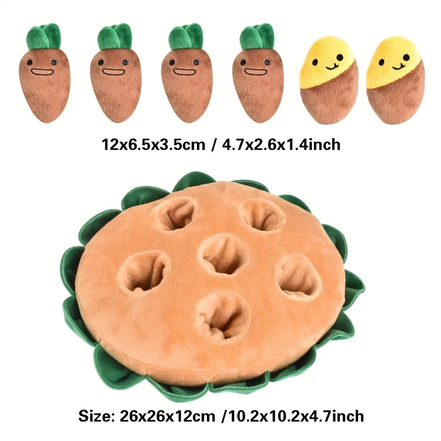 Yellow interactive dog puzzle toys with removable squeaky plush on durable polyester slow feeder play pads