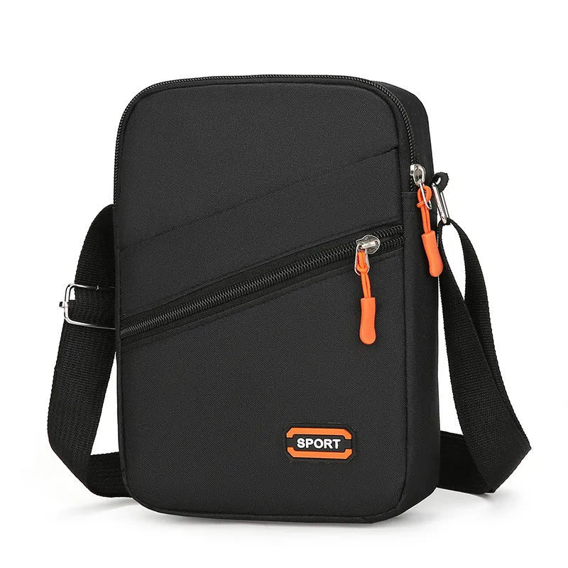 Oxford cloth crossbody commuter bag in silver grey with contrast colour elements