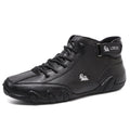 Men's khaki high-top octopus boots with flat rubber soles and round toe