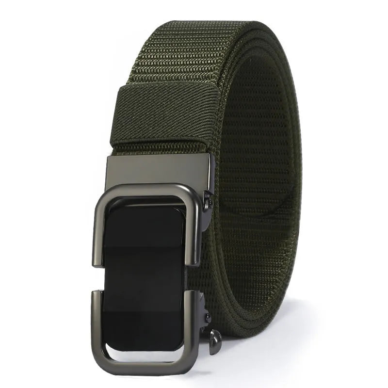 Toothless nylon canvas men's belt with alloy buckle in multiple colour options