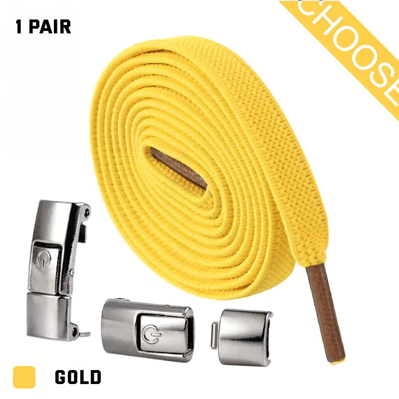 8mm wide press lock elastic shoelaces with flat profile and soft cotton construction