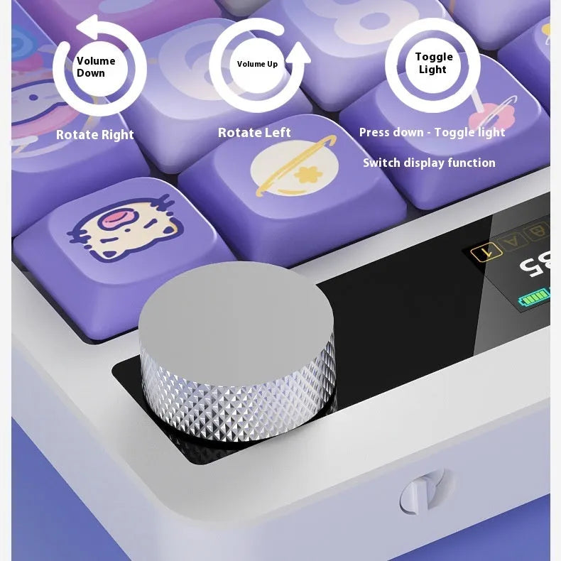 Mechanical keyboard with RGB backlight and sublimation-printed keycaps in compact design