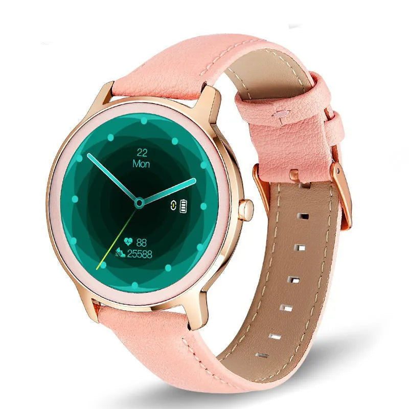 Women's stainless steel smart watch with 1.3 inch TFT screen and mesh belt in rose or silver